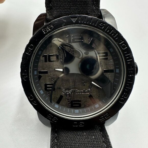 Sprout Seaworld Watch Women Black Penguin Dial Organic Cotton Band New Battery - Picture 1 of 16